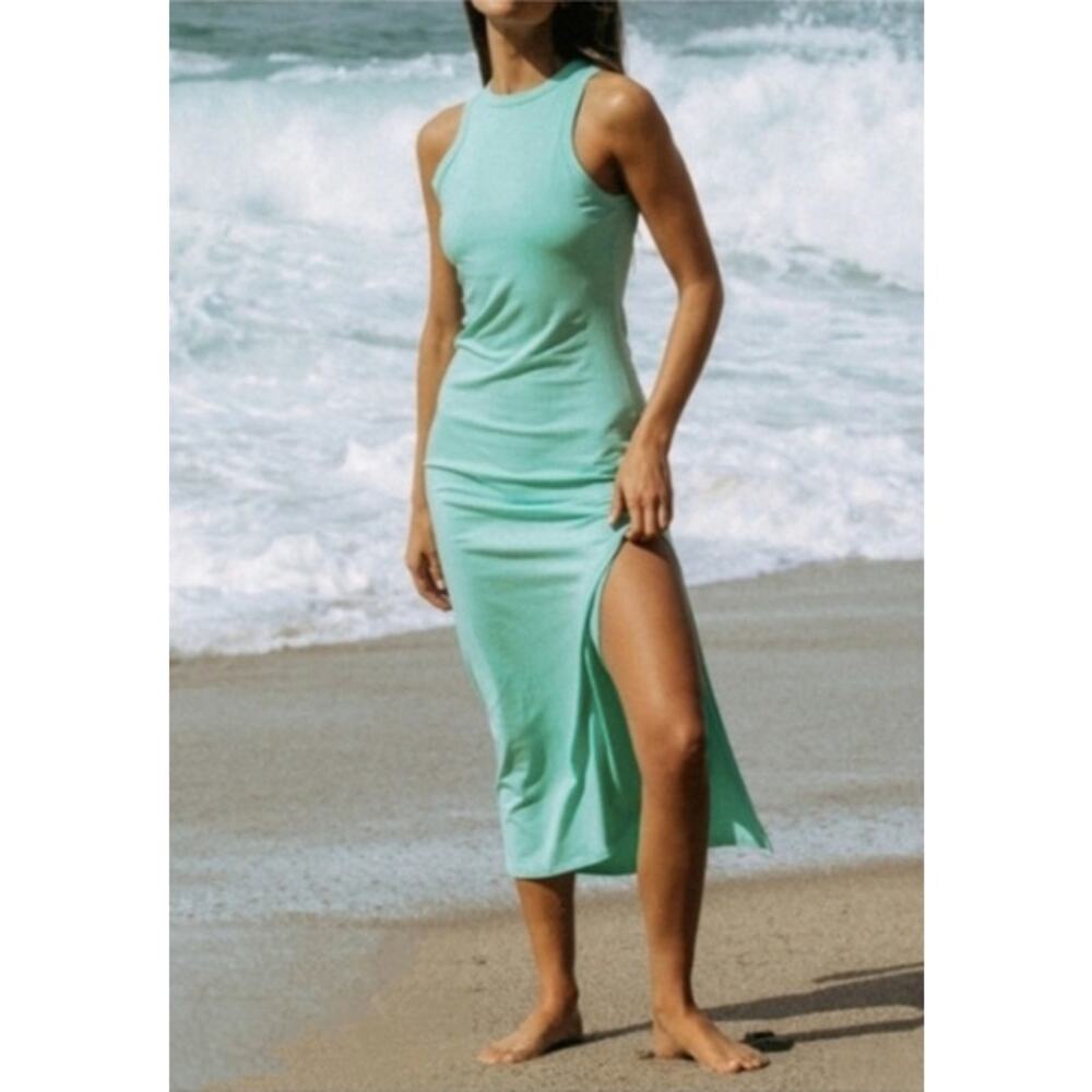 LSPACE Anthropologie Sawyer Green Sleeveless Dress Size Medium Athleisure